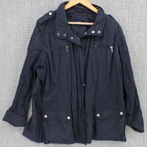 Mabrun Jacket Mens XL Navy Blue Full Zip Multi-Pocket Lined Long Sleeve Outdoor